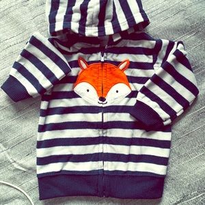 Baby Boys 12-18 mos Navy/White striped Zip-Up
